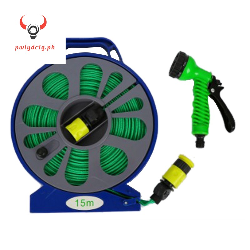 50FT Garden Outdoor Hose & Reel with Spray Nozzle Plants Watering