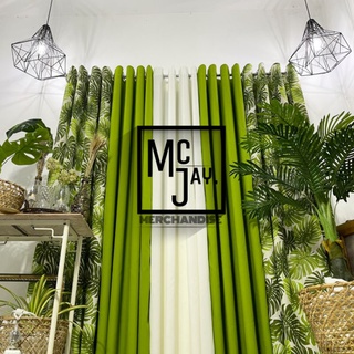 McJay. - Monstera Leaves Curtain Set ( 5 in 1 Eyelet Curtain with Rings ) #1