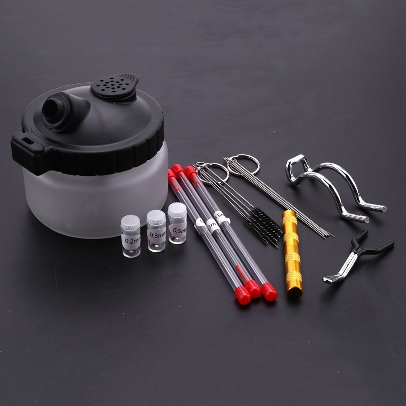 0.2/ 0.3/0.5Mm Airbrush Cleaning Pot Glass Air Brush Holder Clean Paint Jar Bottle Spray Wash Tools  Nozzle Brush Set