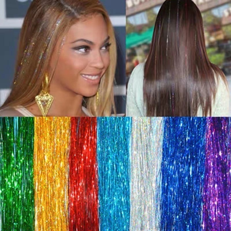 Hair tinsel sparkle holographic glitter extensions highlight Shopee