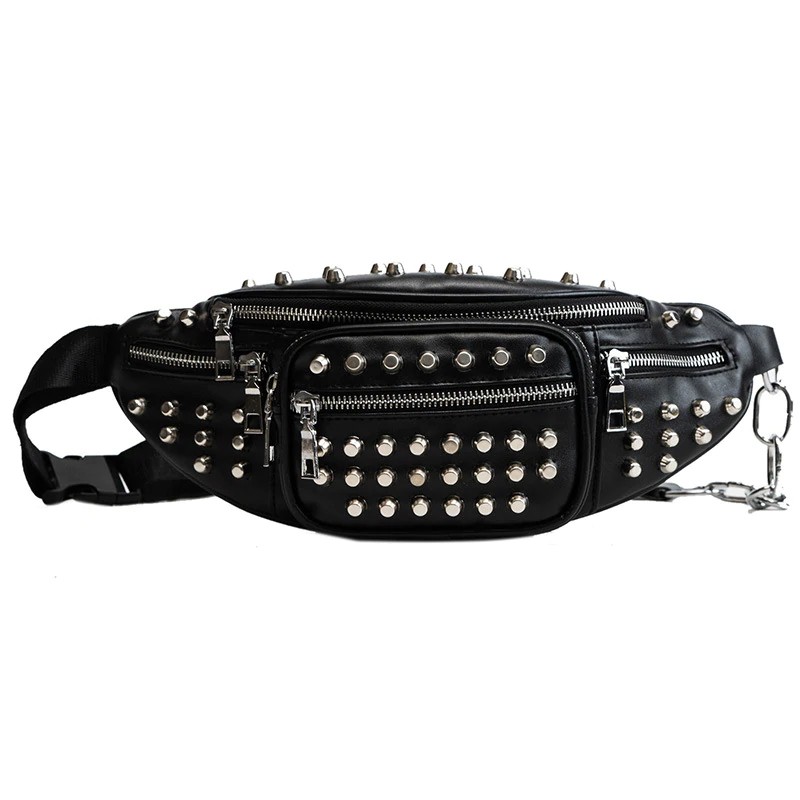 riveted chain waist bag