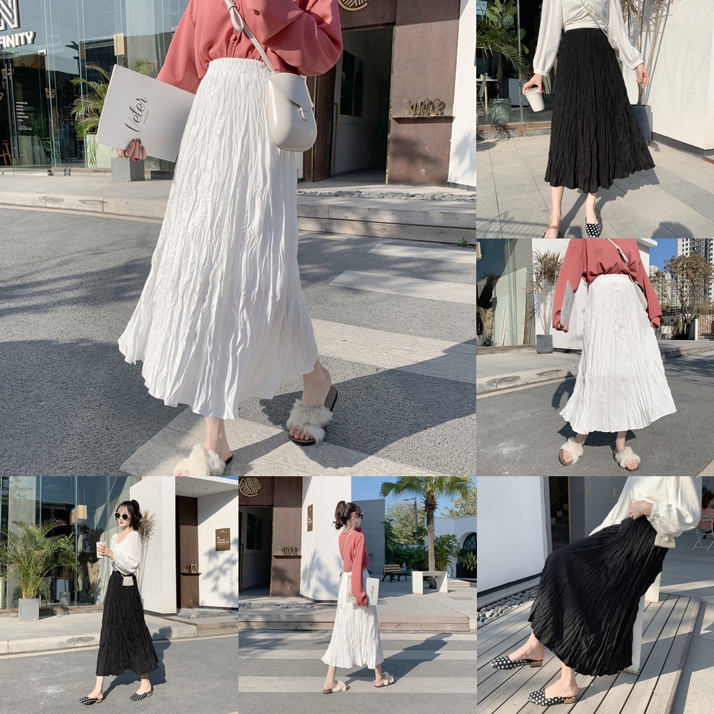 pleated long skirts