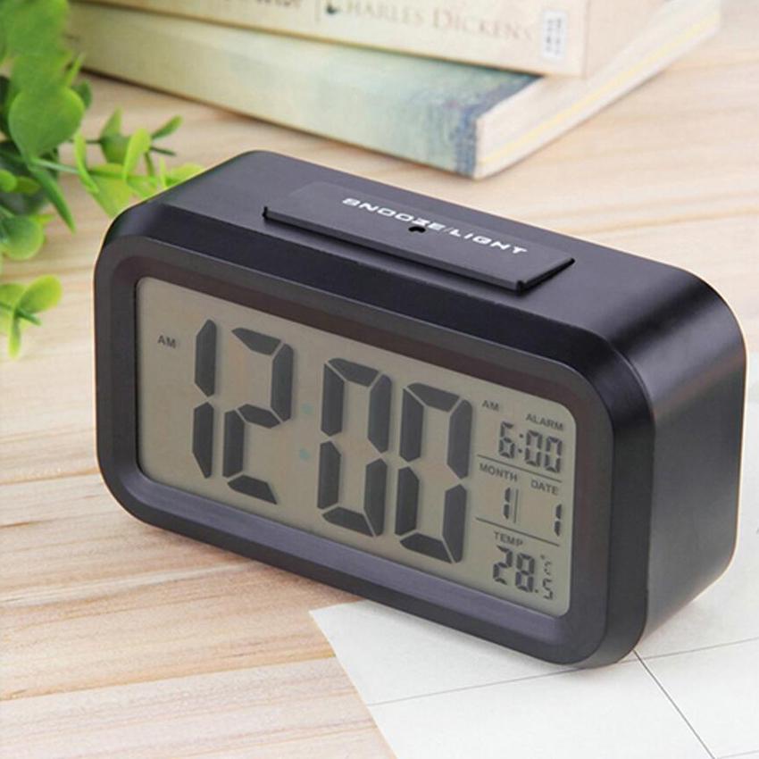 (Free Battery) LCD Digital Alarm Clock with Calendar Electronic Digital