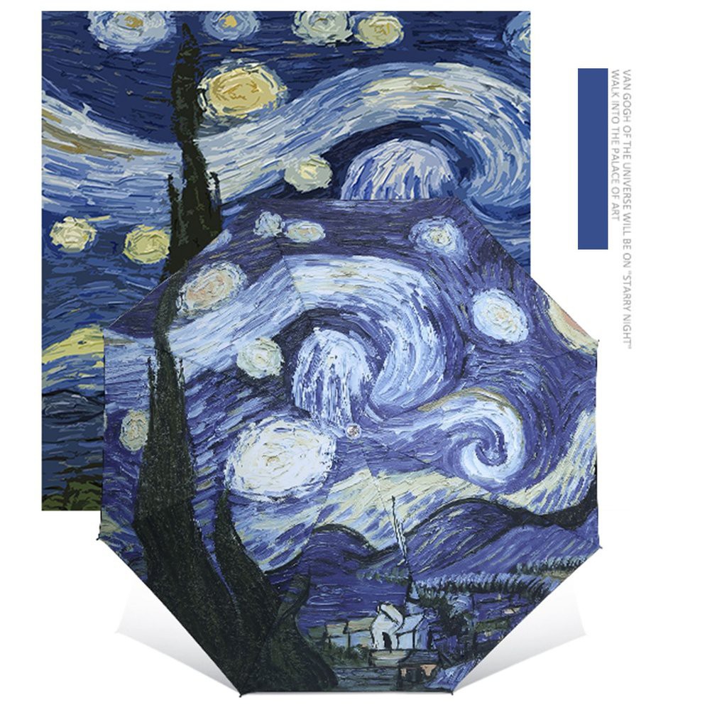 Eg Innovative Van Gogh Oil Painting Arts Umbrella Coating Inside Anti Uv