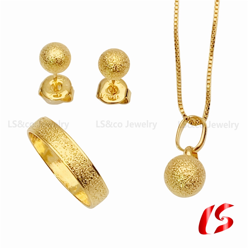 LS jewelry 24K Bangkok Gold Necklace Earring Ring Jewelry Set N0228