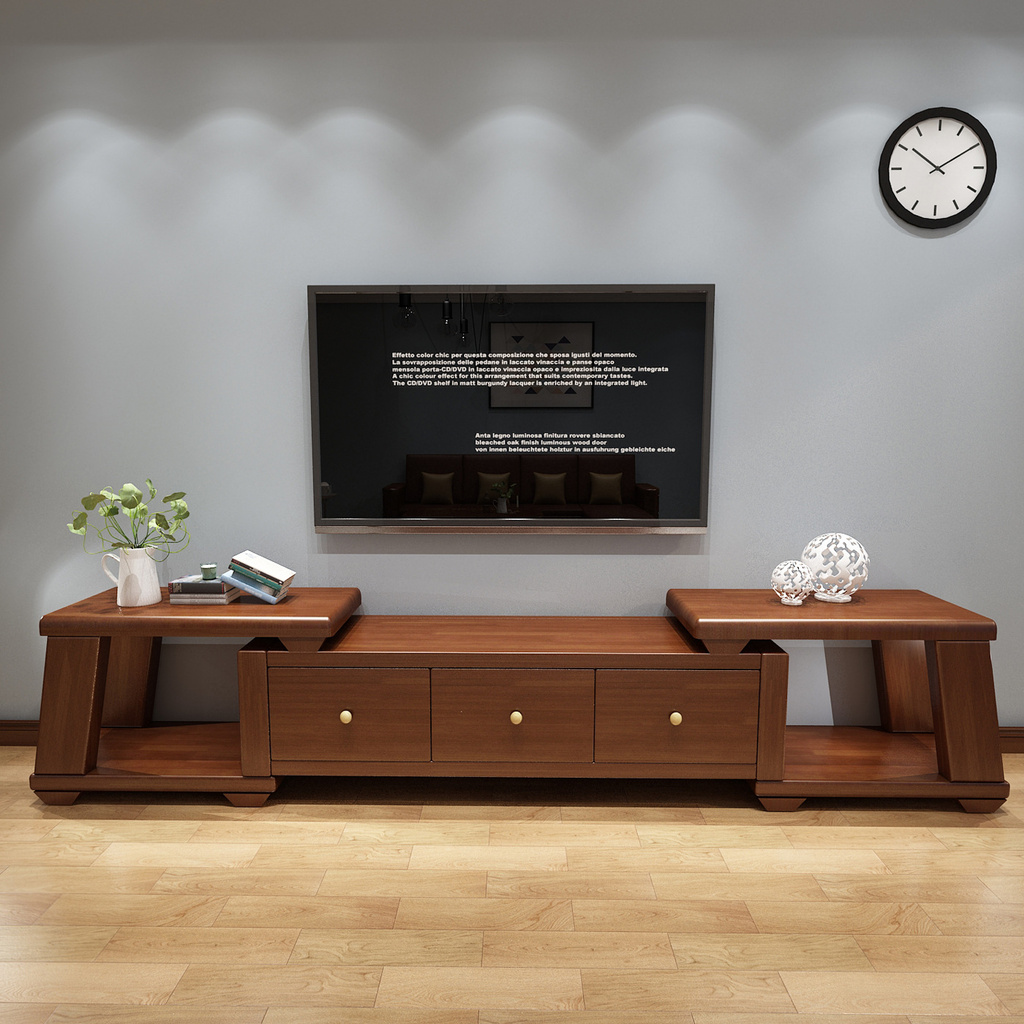 Modern Minimalist Solid Wood Tv Cabinet Combination Small Apartment Retractable Floor Cabinet Locker Living Room Furniture Shopee Philippines