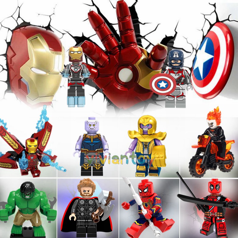 16Pcs Avengers Superheroes Thanos Hulk Iron Man Mini figures Building Blocks Toy 