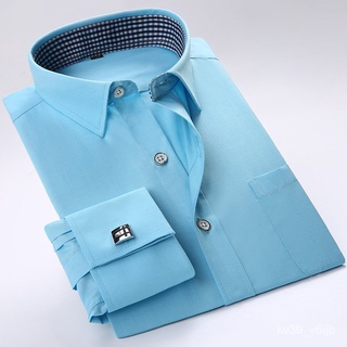 Quality Formal French Cufflinks Shirt Men's Long Sleeve Tuxedo Male Brand Slim Fit Button Cuff M #1