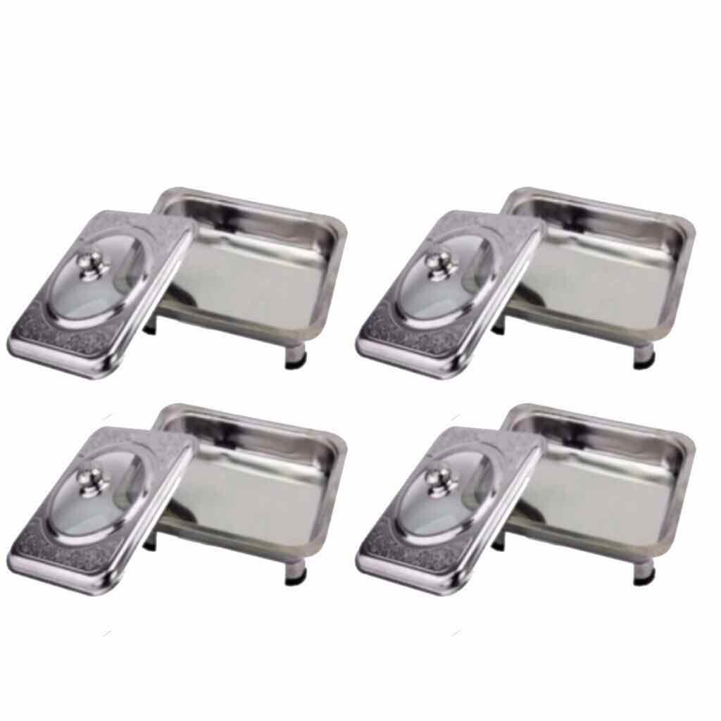 Set of 4 Food Warmer Rectangular Tray Stainless Shopee Philippines