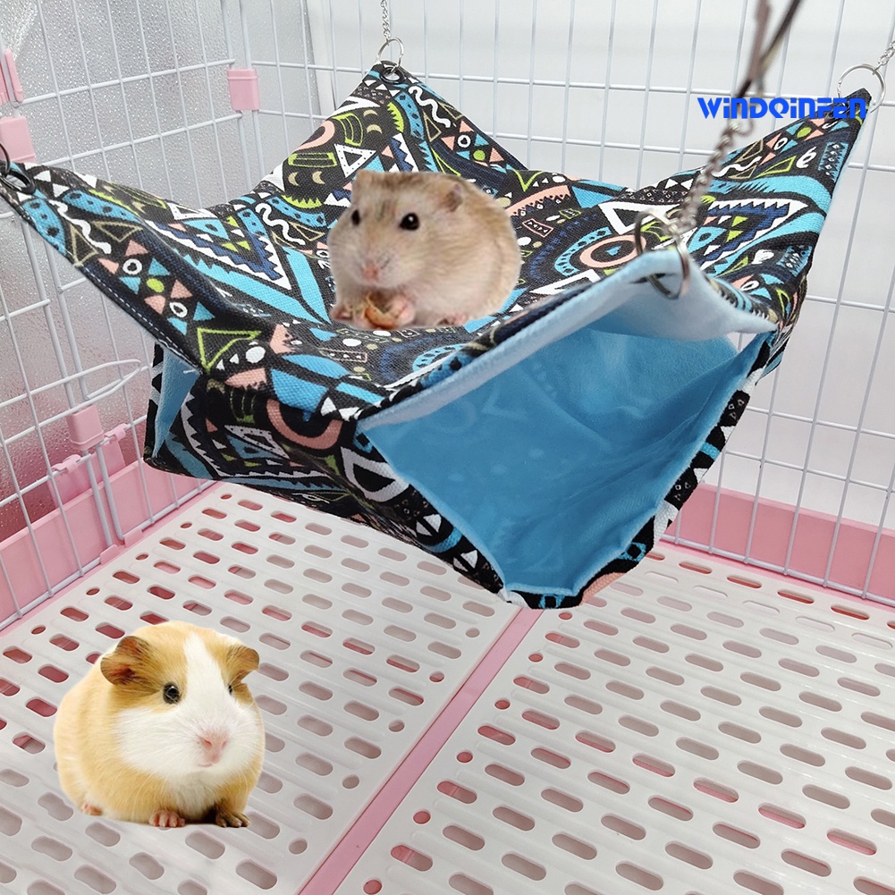[Cute Pet House] Four Seasons Style Squirrel Double Hammock Canvas Summer Avoid Golden Flower Demon King Guinea Pig Honey Bag Glider Nest Supplies #4