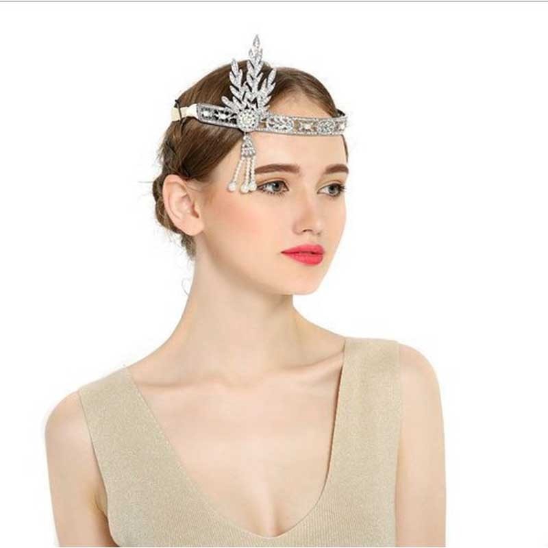 The Great Gatsby Hair Accessories Crystal Pearl Tassel Tiara