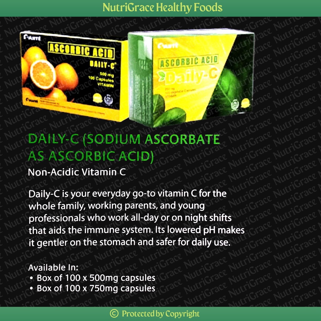 Sante Daily-C Ascorbic Acid 750mg Immune System + Non-Acidic 100 Capsules