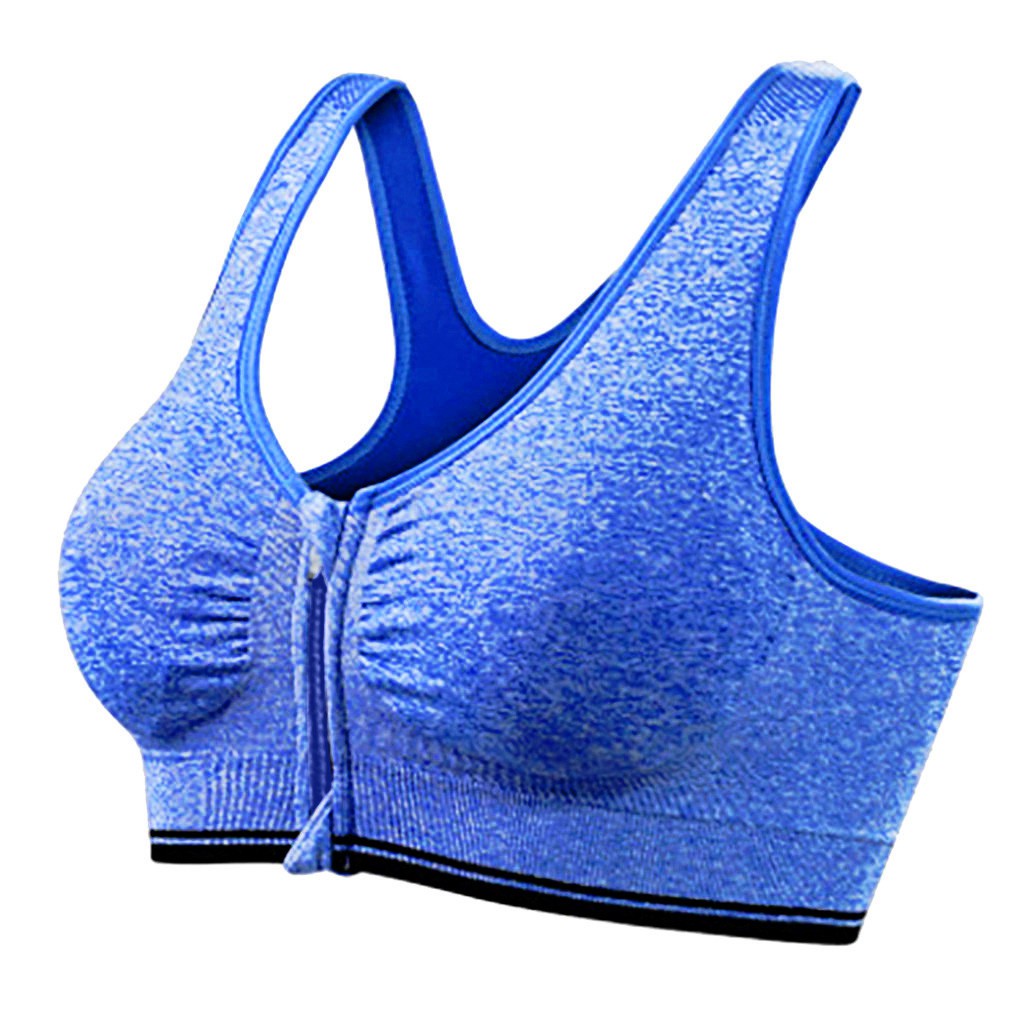 Women's Zip Front Sports Bra High Impact Running Bra Wireless Active