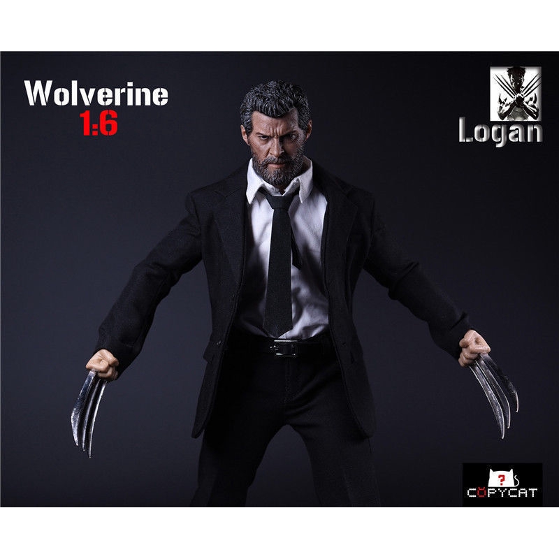 1/6 Scale Wolverine Logan Black Suit Clothes Set Claws Head Fit 12" Figure Body