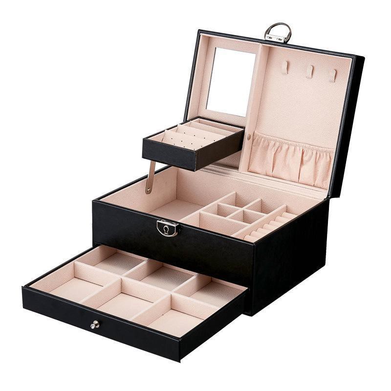 Three Layer Multi Function Leather Jewelry Box Jewelry Storage Box Watch Collection Box Shopee Philippines