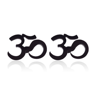 Personality Stainless Steel Om Aum Symbol Stud Earrings Prayer Wish 3q-letter Jewelry #5