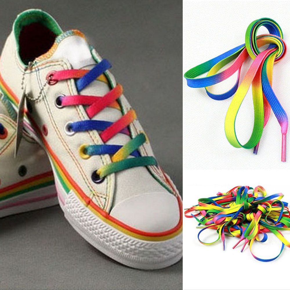 5Pairs Rainbow Flat Canvas Athletic Shoelace Sport Sneaker Shoe Laces Strings 