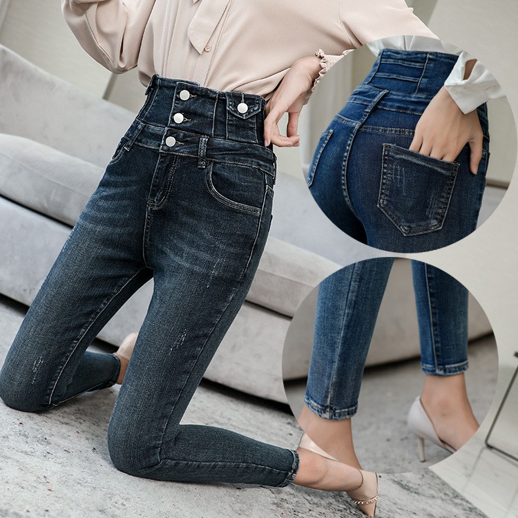 women's high rise elastic waist jeans