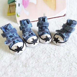 4pcs Pet Shoes Boots Canvas Shoes Non-slip Breathable for Small Large Dogs Cats Autumn Winter Puppy
