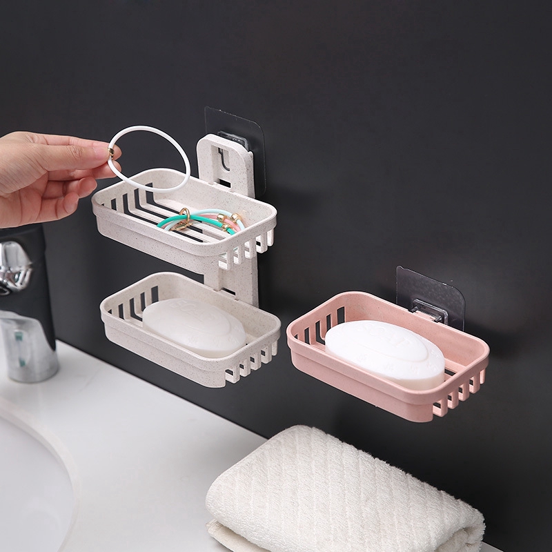 Wall Double Soap Dishes Box Shower Tray Holder For Bathroomblue 毎日続々入荷