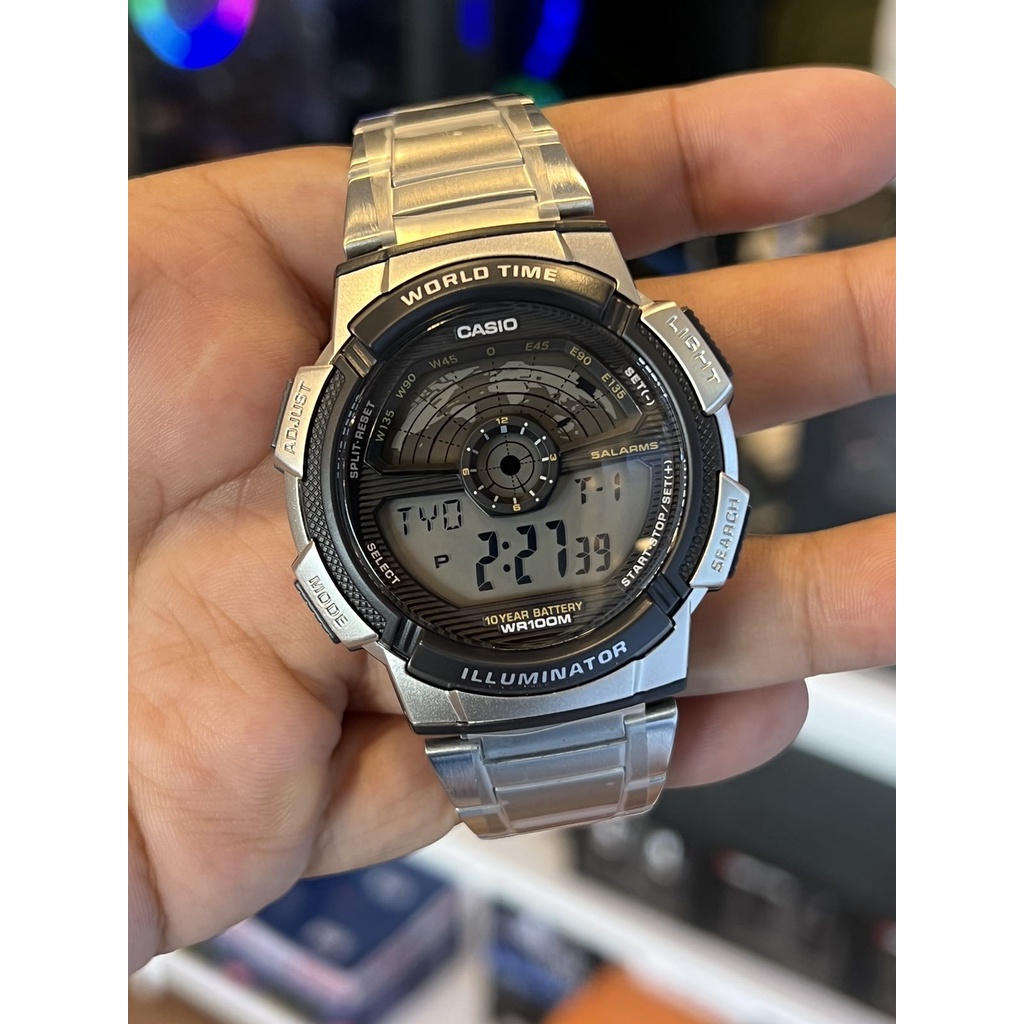 CASIO World Time Digital Stainless Steel Men's Watch AE1100WD1A