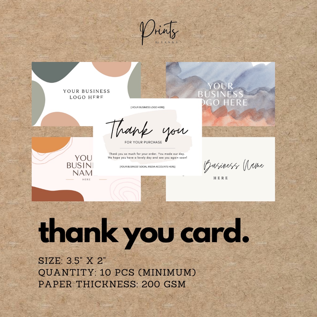 10 PCS CUSTOMIZED THANK YOU CARD (FREE TEMPLATE) Shopee Philippines
