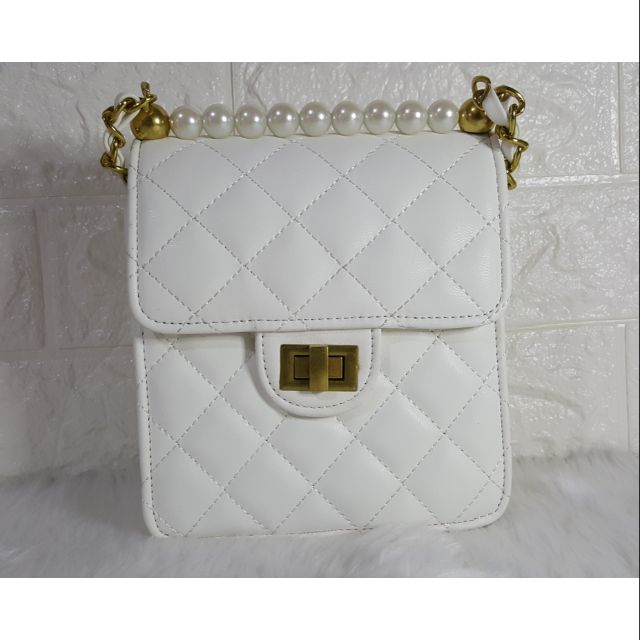 chanel white sling bag