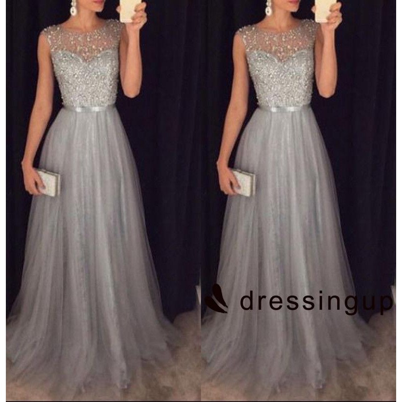 silver long gown design