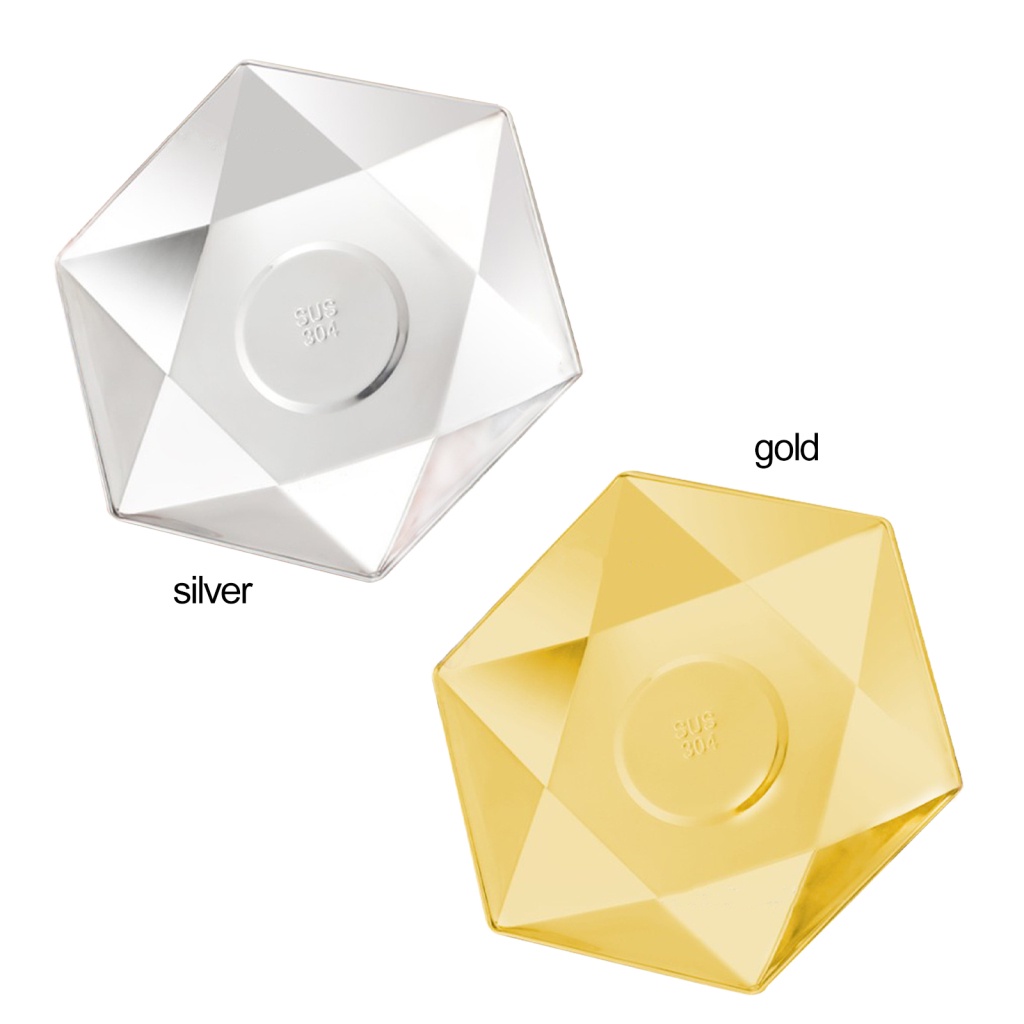 WES Hexagonal Plates Dishes Trays Serving Tray Simple Stainless Steel Smooth Durable Cake Basket Home Decor Shallow Tableware Garden Restaurant Cafe Diamond Golden Fruit Bowl