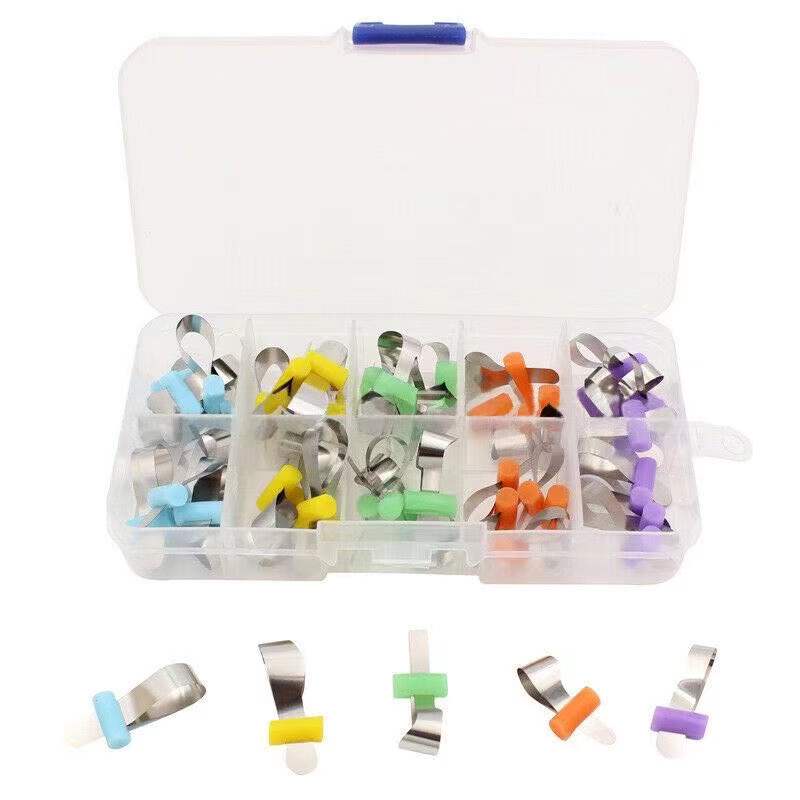 50Pcs Dentistry Metal Matrix Bands Retainerless Automatrix with Locker