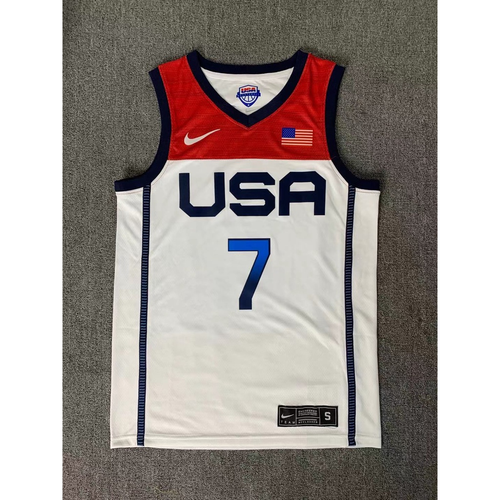 Hot Pressed Version Hot Jersey Nba 21 Tokyo Olympics Usa Team White Blue Basketball Shopee Philippines