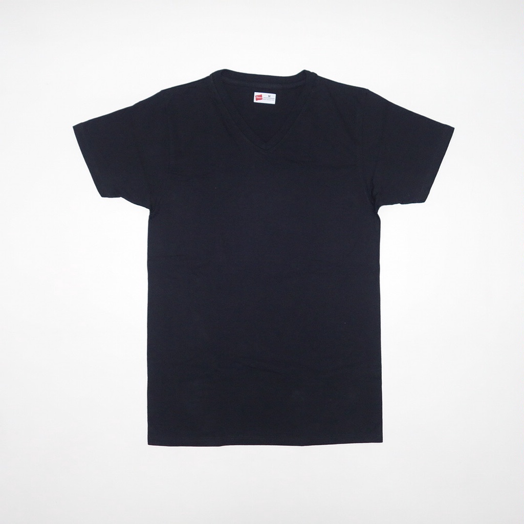 hanes slim fit v neck black