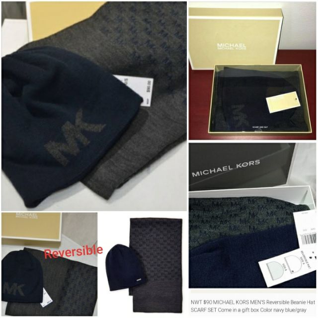 Michael Kors Reversible Hat and Scarf Set | Shopee Philippines