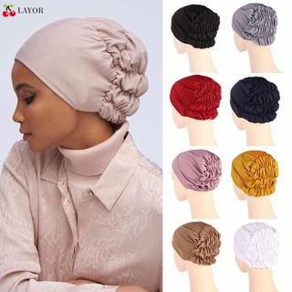 LAYOR Fashion Turban Hat Elastic Inner Cap Women Headscarf Headwrap Female Muslim Hijabs Bonnet/Multicolor