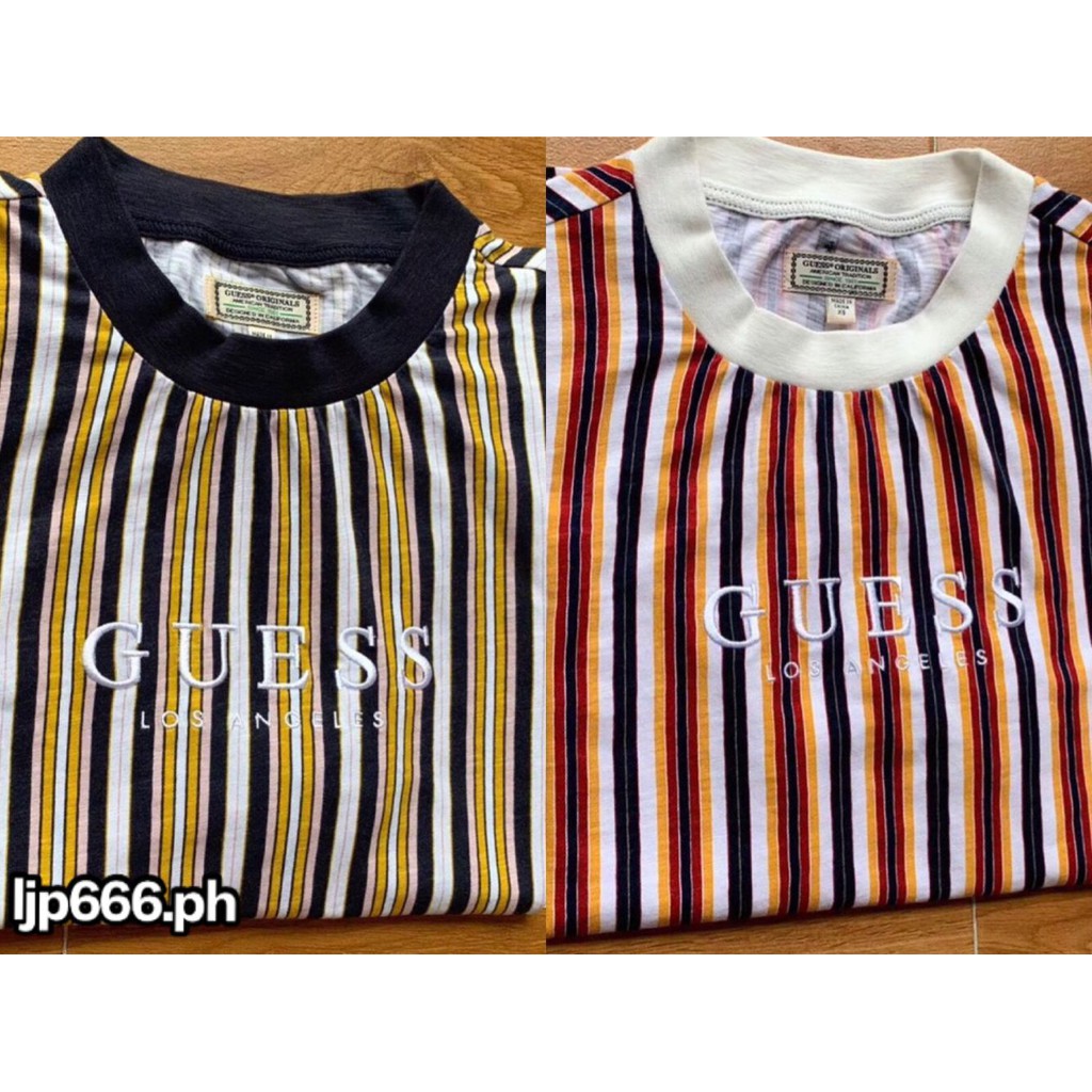 guess vertical striped t shirt