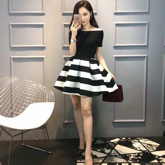 black and white casual dress