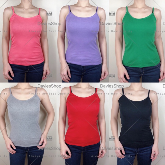 Spaghetti Strap Sando Tank Tops 6 Color Sexy Tops Free Size | Shopee ...