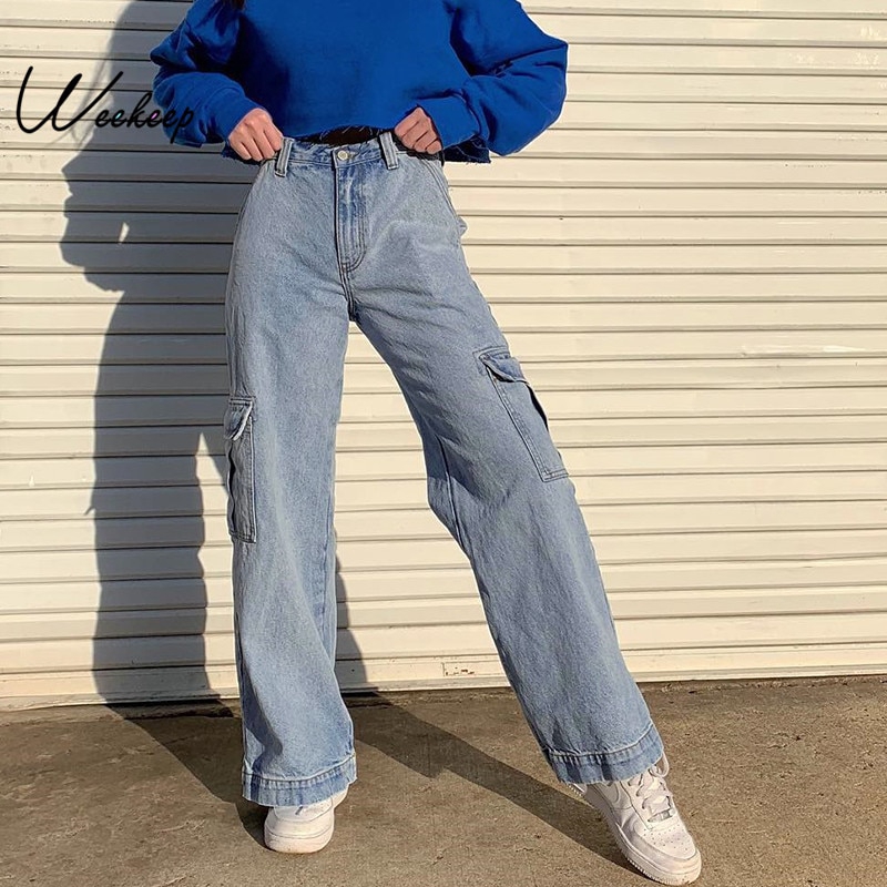 blue jeans cargo pants