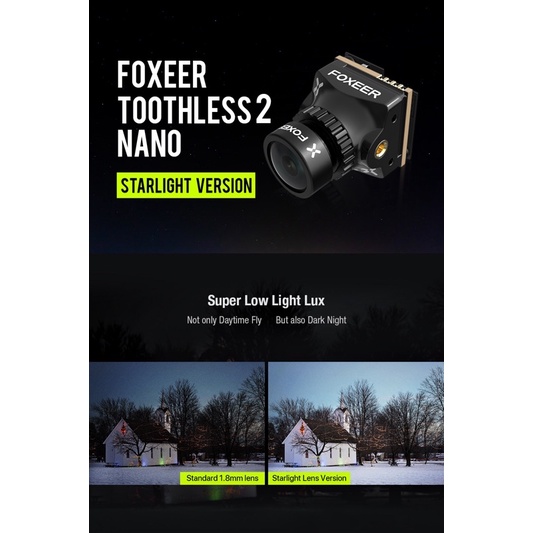 Foxeer Nano Toothless 2 StarLight 2.1mm Lens FPV Camera 0.0001Lux HDR 1/2" Senso 