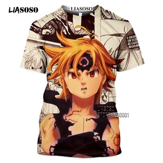 The New  LIASOSO Anime The Seven Deadly Sins Men's T-shirt Japanese Meliodas Hawk Escanor Estarossa 3D Print Tshirt Summer Casual Shirt #3
