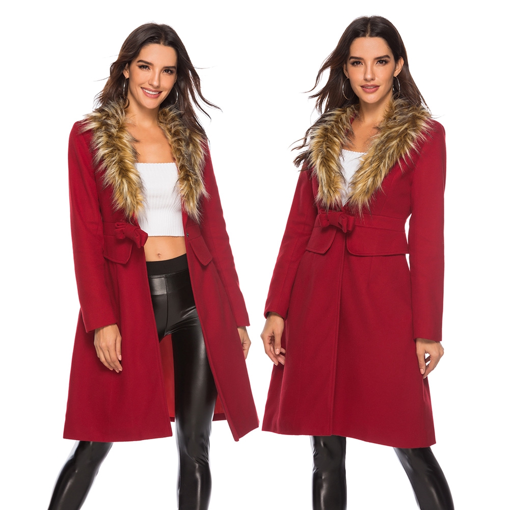 womens long red wool coat