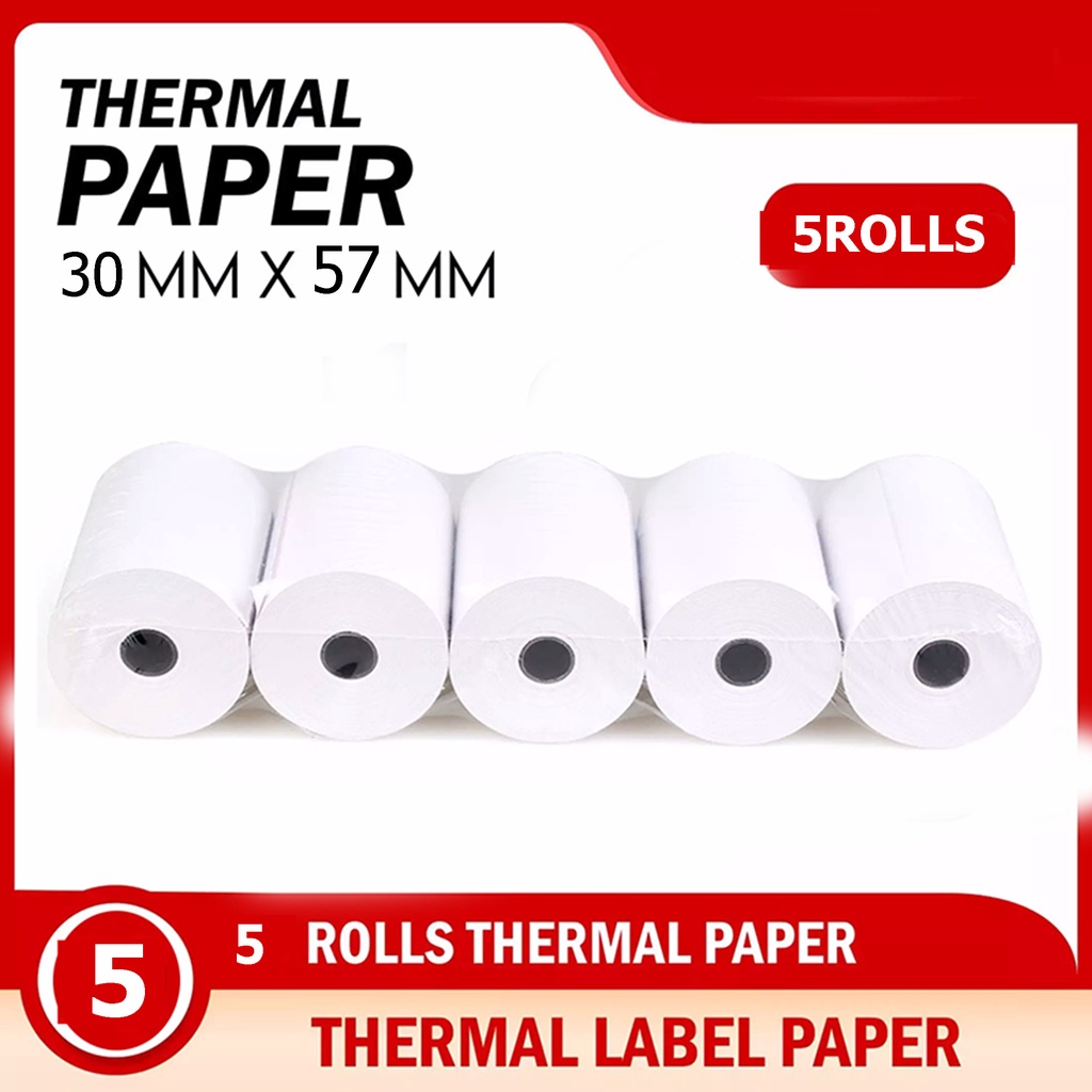 5Rolls Thermal paper 57mm x 30mm for POS Thermal Receipt Printer