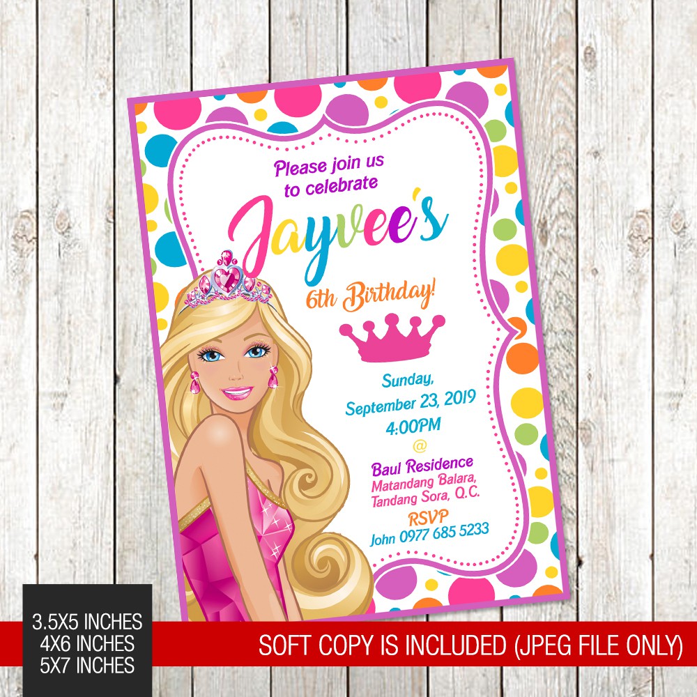 barbie themed invitation