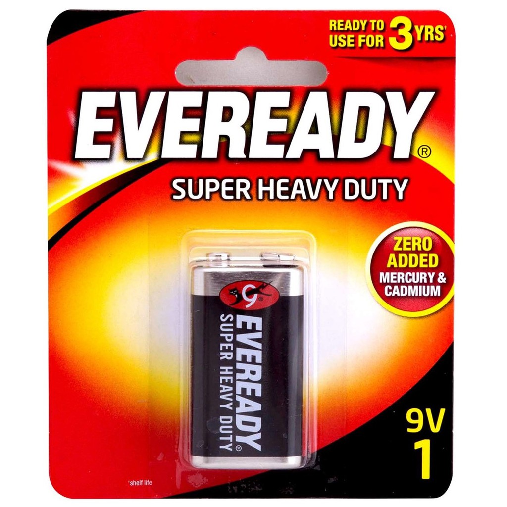Eveready 9V Battery 9 Volts Alkaline Batteries 1222BP1 Black Square
