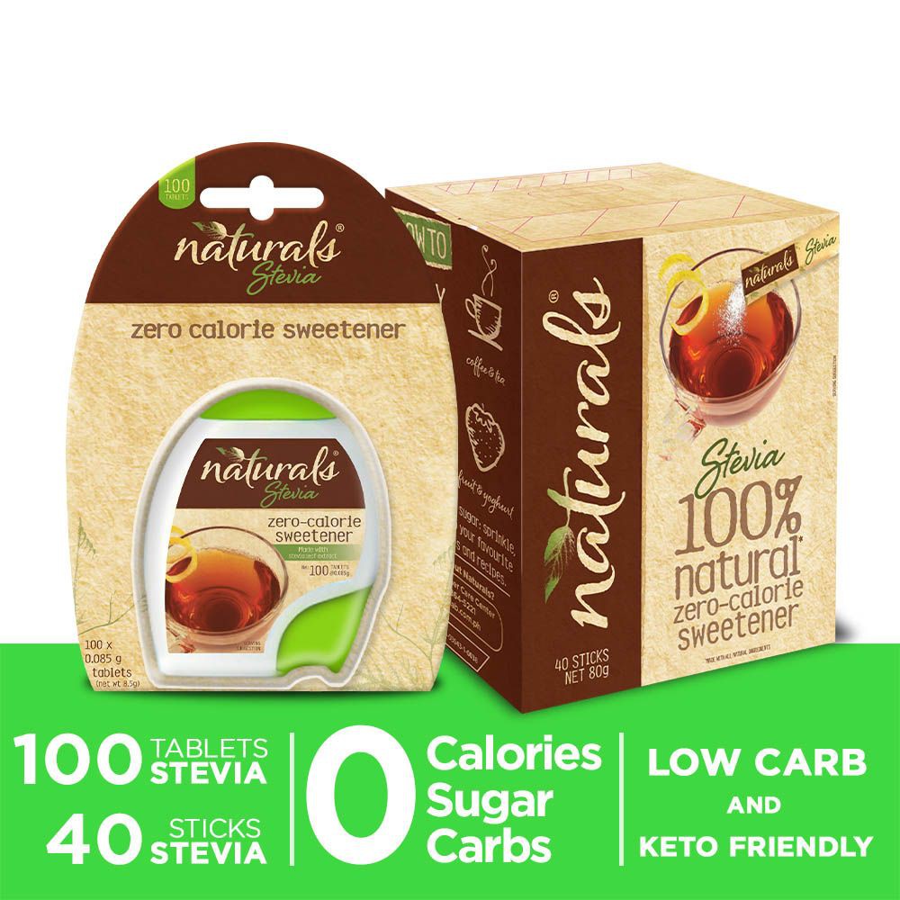 NATURALS STEVIA 1 pack x 100 tablets with Naturals Stevia 40 Sticks