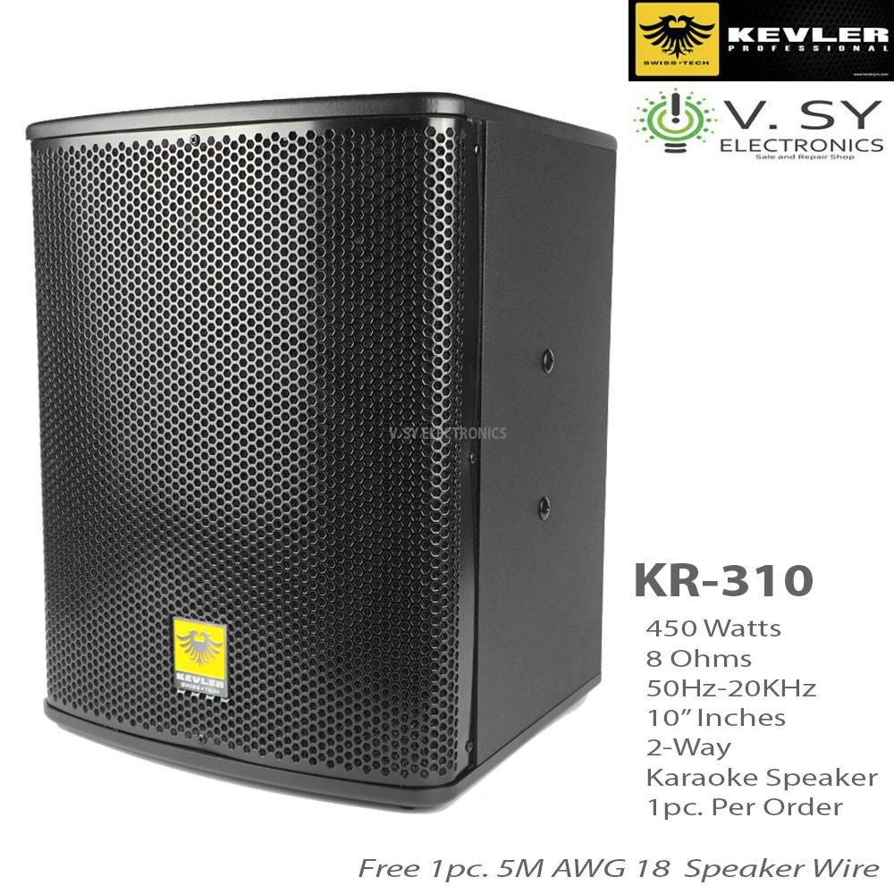 1pc. Kevler KR310 450W 10 Inches 2Way Passive Speaker System with Free 5M Speaker Wire KR310