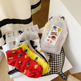 [5 Colors 5 Pairs Combination Price] New Style Sesame Street Socks Four Seasons Sports Cotton Breathable Deodorant Sweat-