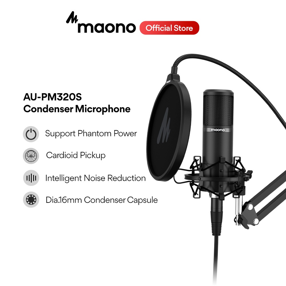 ☪ Maono AU-PM320S XLR Condenser Microphone Kit Professional Microphone ...