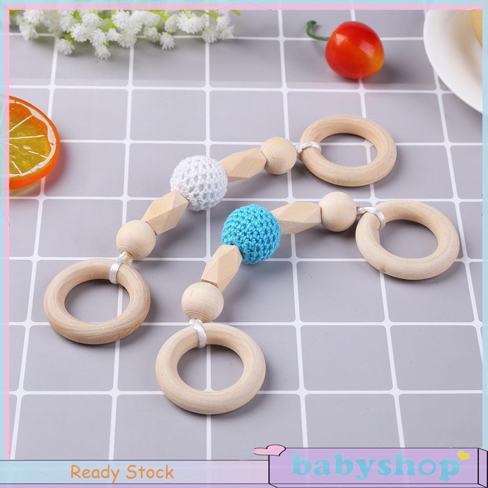 Baby Care Montessori Toys Baby Teether Wood Ring Chain 