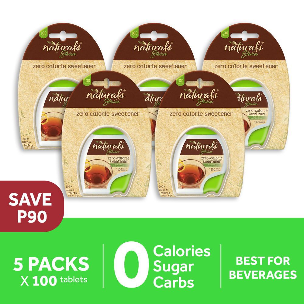 NATURALS STEVIA 5 packs x 100 tablets, Zero Calorie Sweetener, Stevia